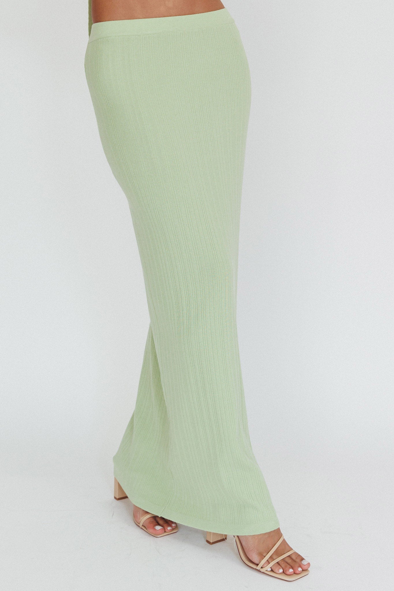 Rossana Ribbed Maxi Skirt Sage by Selfie Leslie