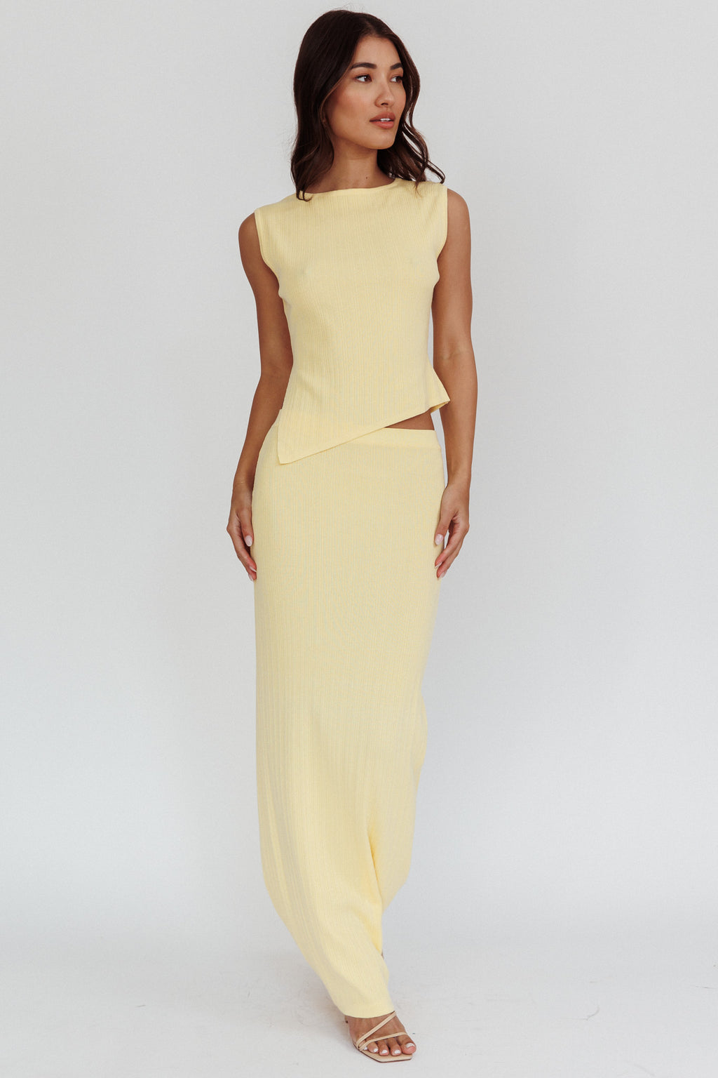 Rossana Asymmetric Hem Keyhole Top Butter by Selfie Leslie