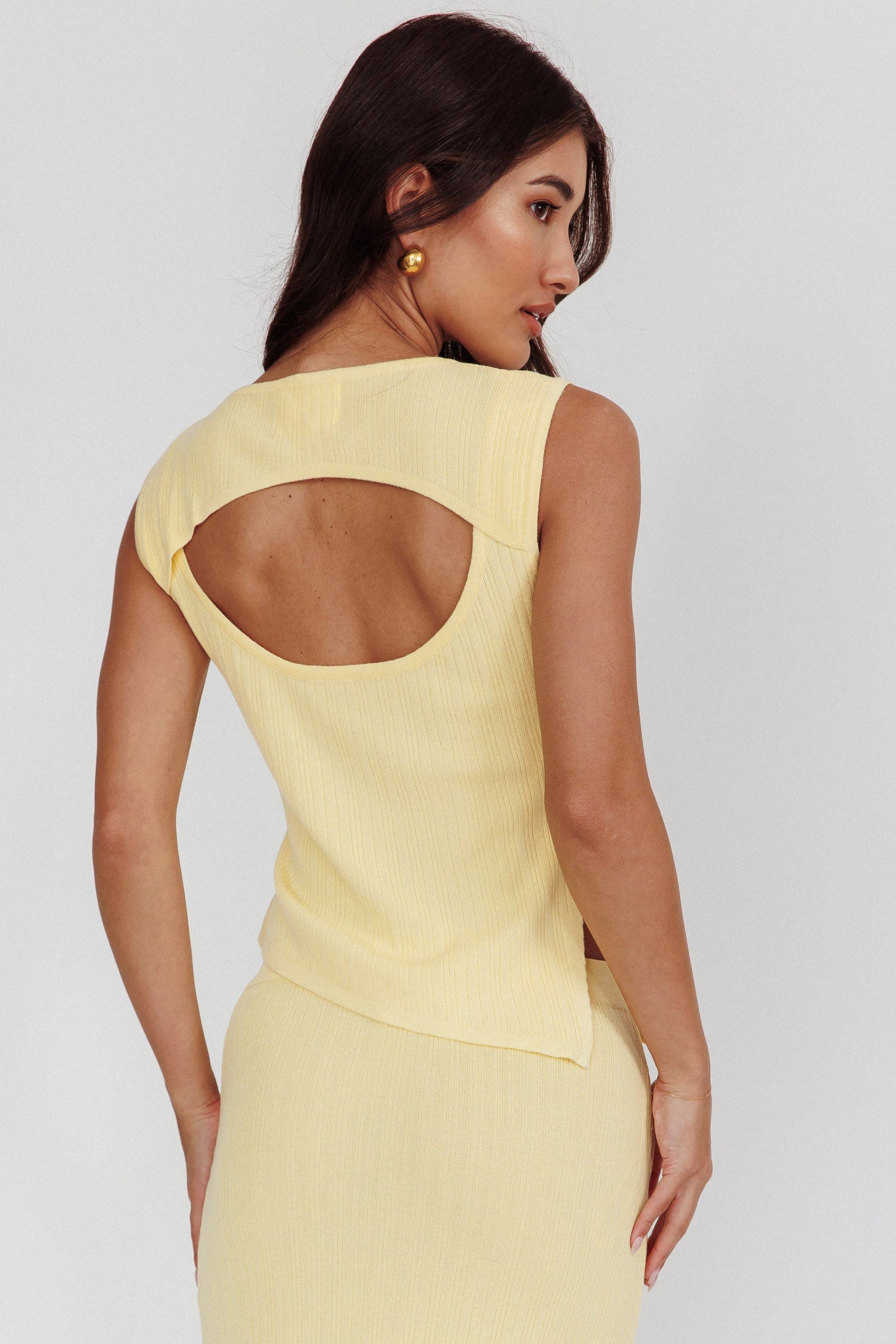 Rossana Asymmetric Hem Keyhole Top Butter by Selfie Leslie