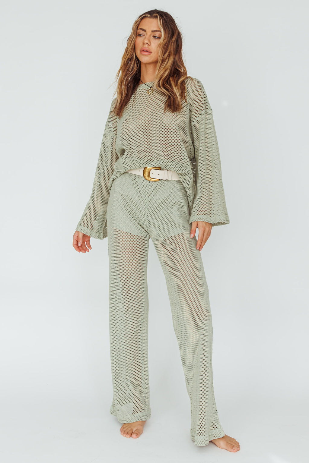 Mahina Long Net Pants Sage by Selfie Leslie