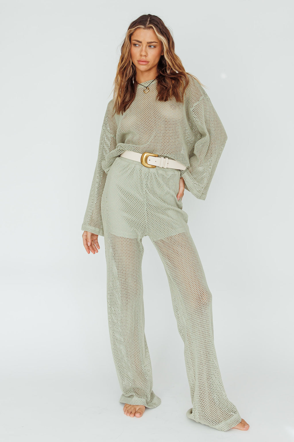 Mahina Long Net Pants Sage by Selfie Leslie