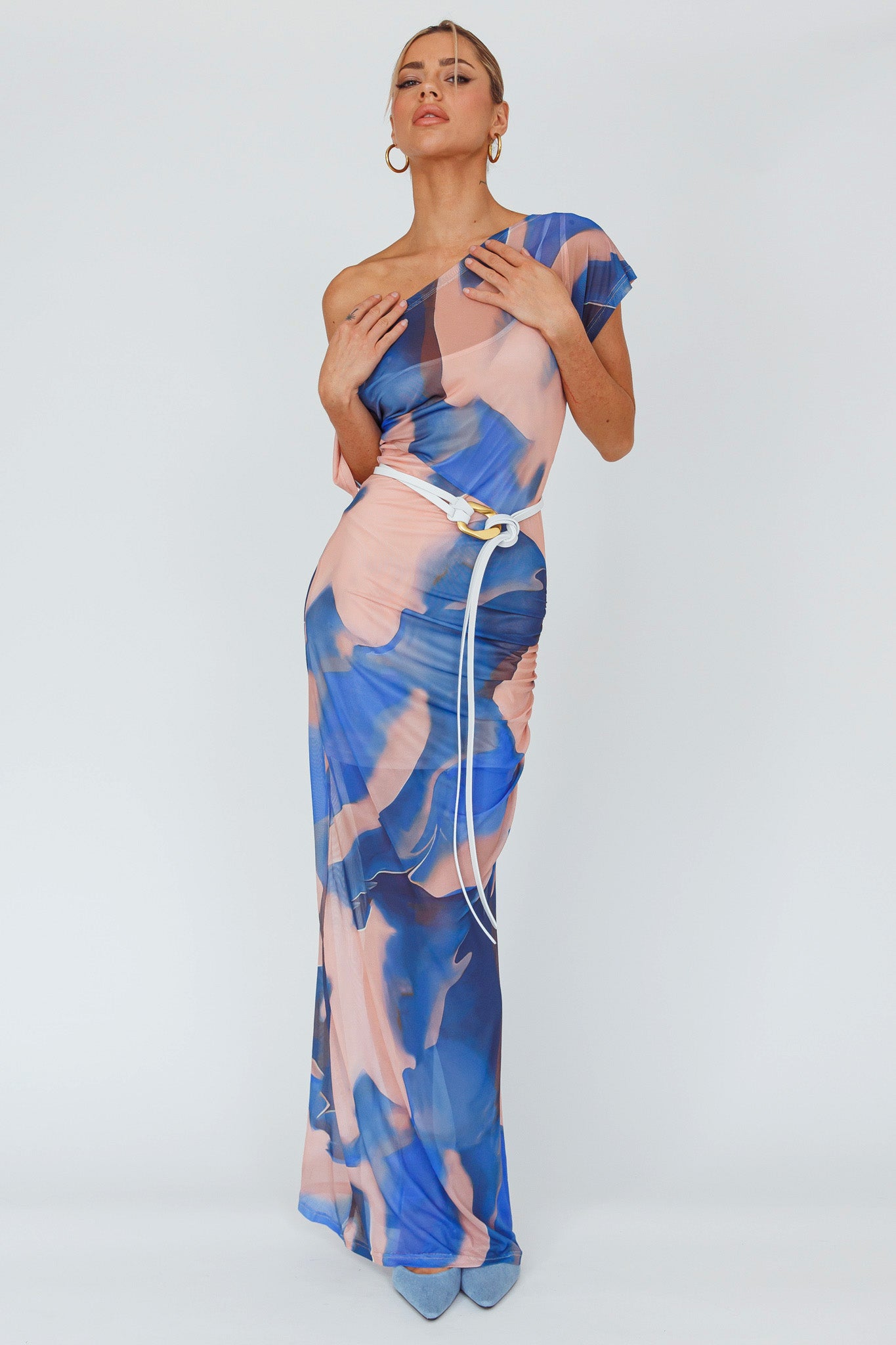 Tumi Short Sleeve Maxi Dress Printed Beige by Selfie Leslie
