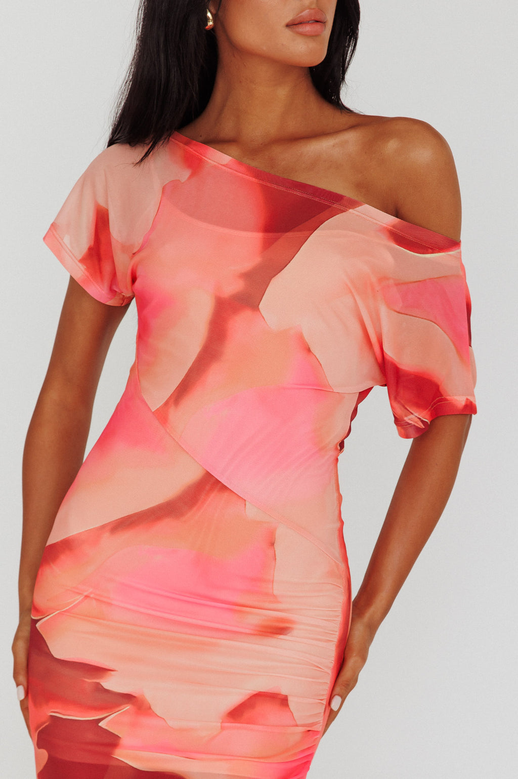 Tumi Short Sleeve Maxi Dress Printed Red by Selfie Leslie