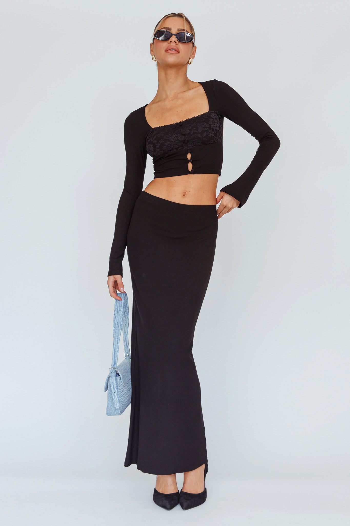 Lauryn Stretch Maxi Skirt Black– Selfie Leslie