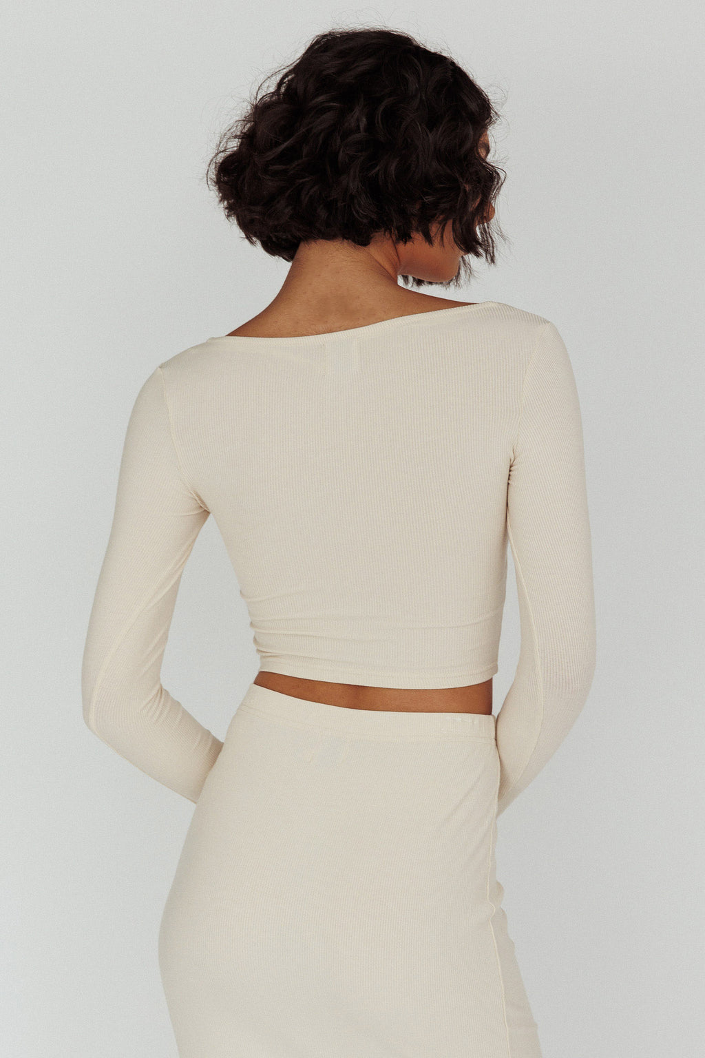 Lauryn Lace Bust Long Sleeve Top Beige by Selfie Leslie