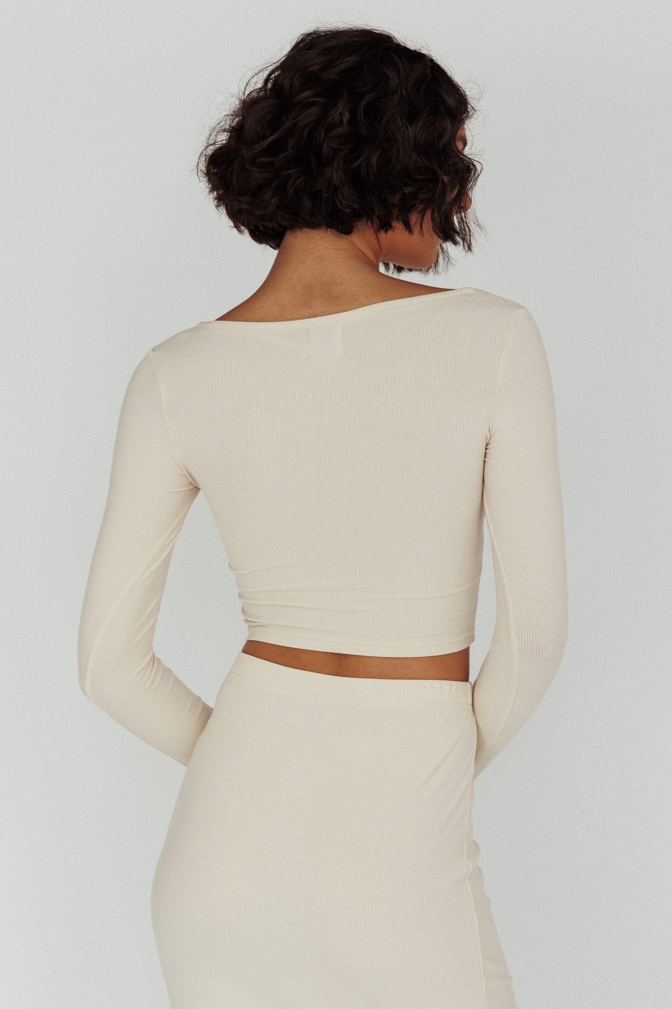 Lauryn Lace Bust Long Sleeve Top Beige by Selfie Leslie