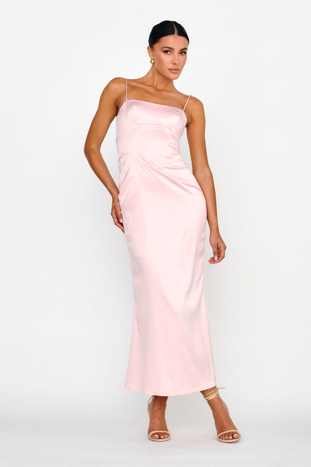Teneal Lace-Up Back Midi Dress Blush by Selfie Leslie