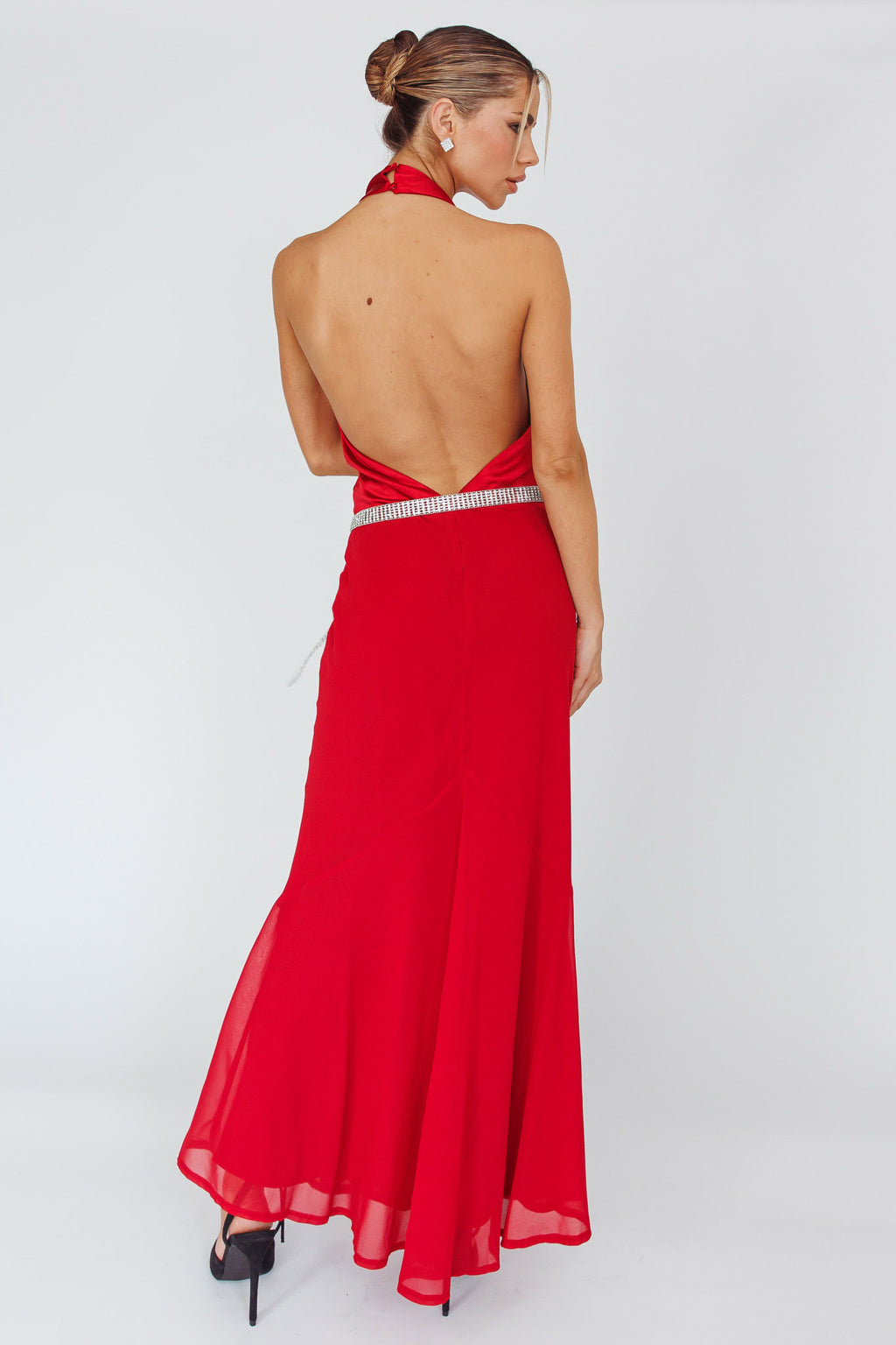 Vision Halterneck Midi Dress Cherry by Selfie Leslie