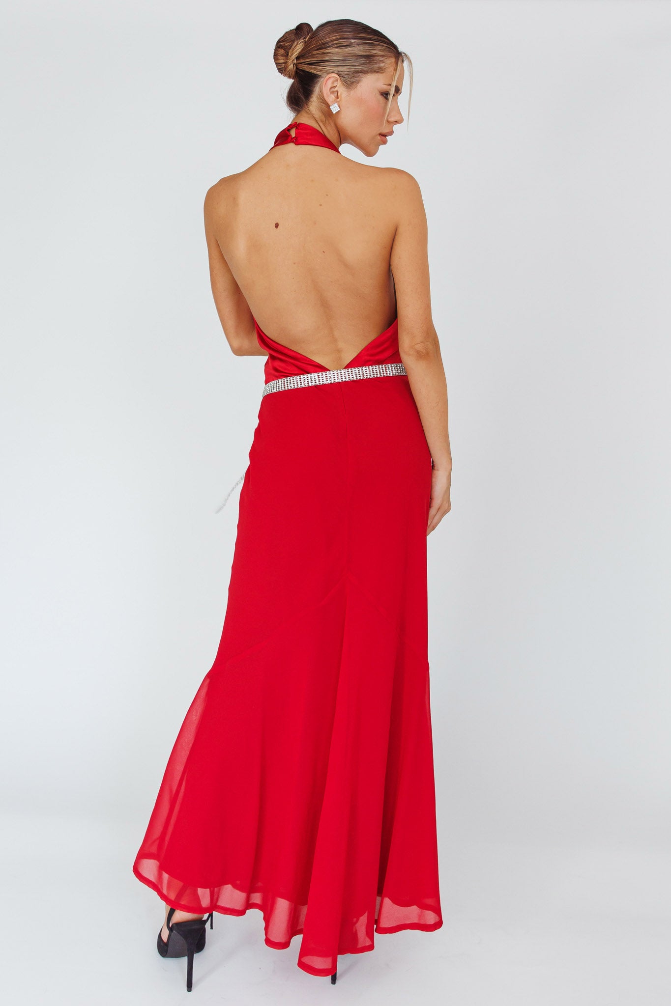 Vision Halterneck Midi Dress Cherry by Selfie Leslie