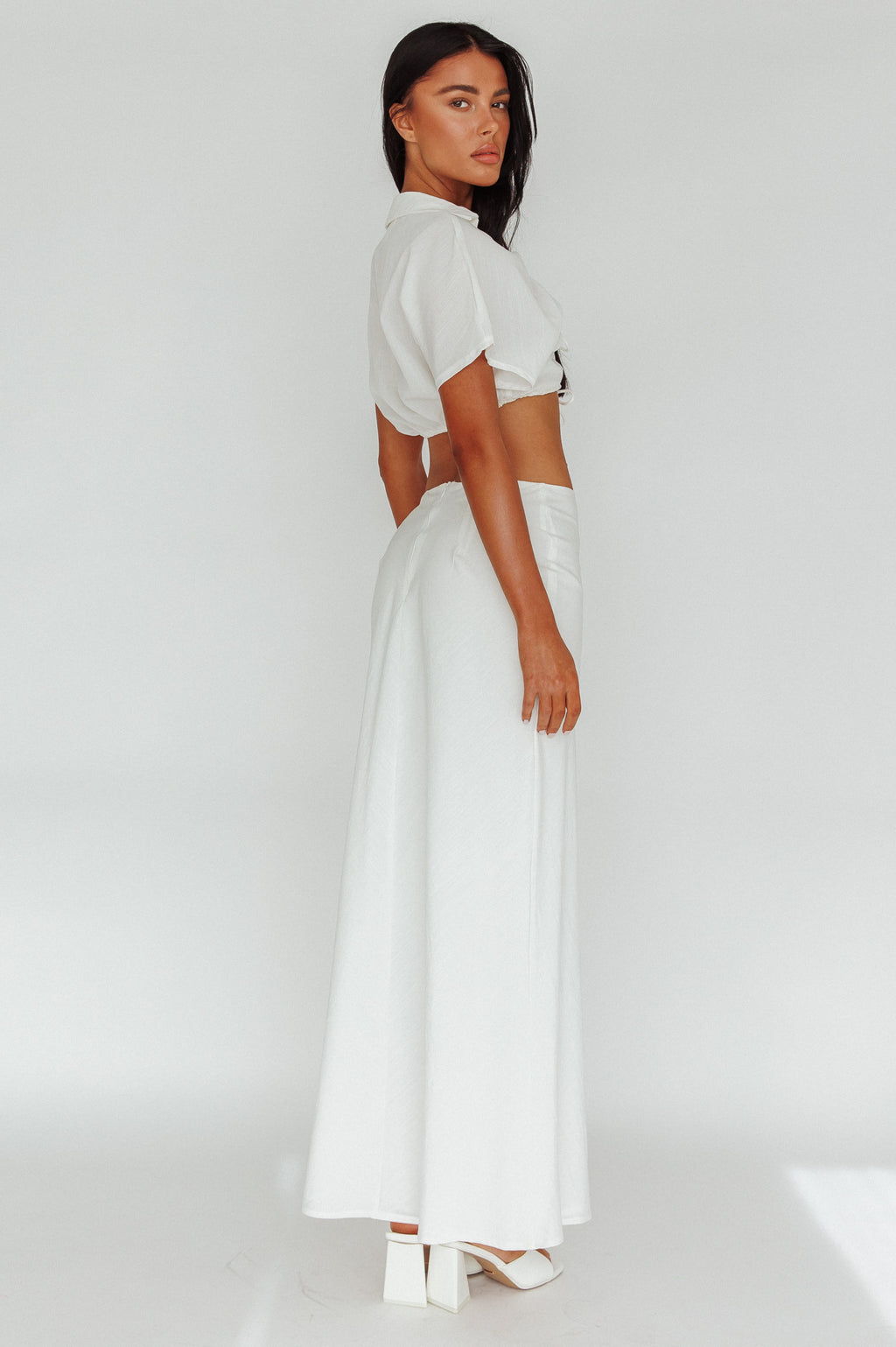 Coast To Coast Maxi Skirt White by Selfie Leslie