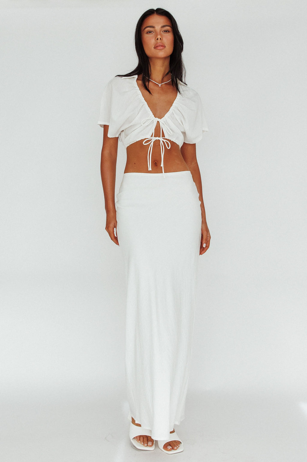 Coast To Coast Maxi Skirt White by Selfie Leslie