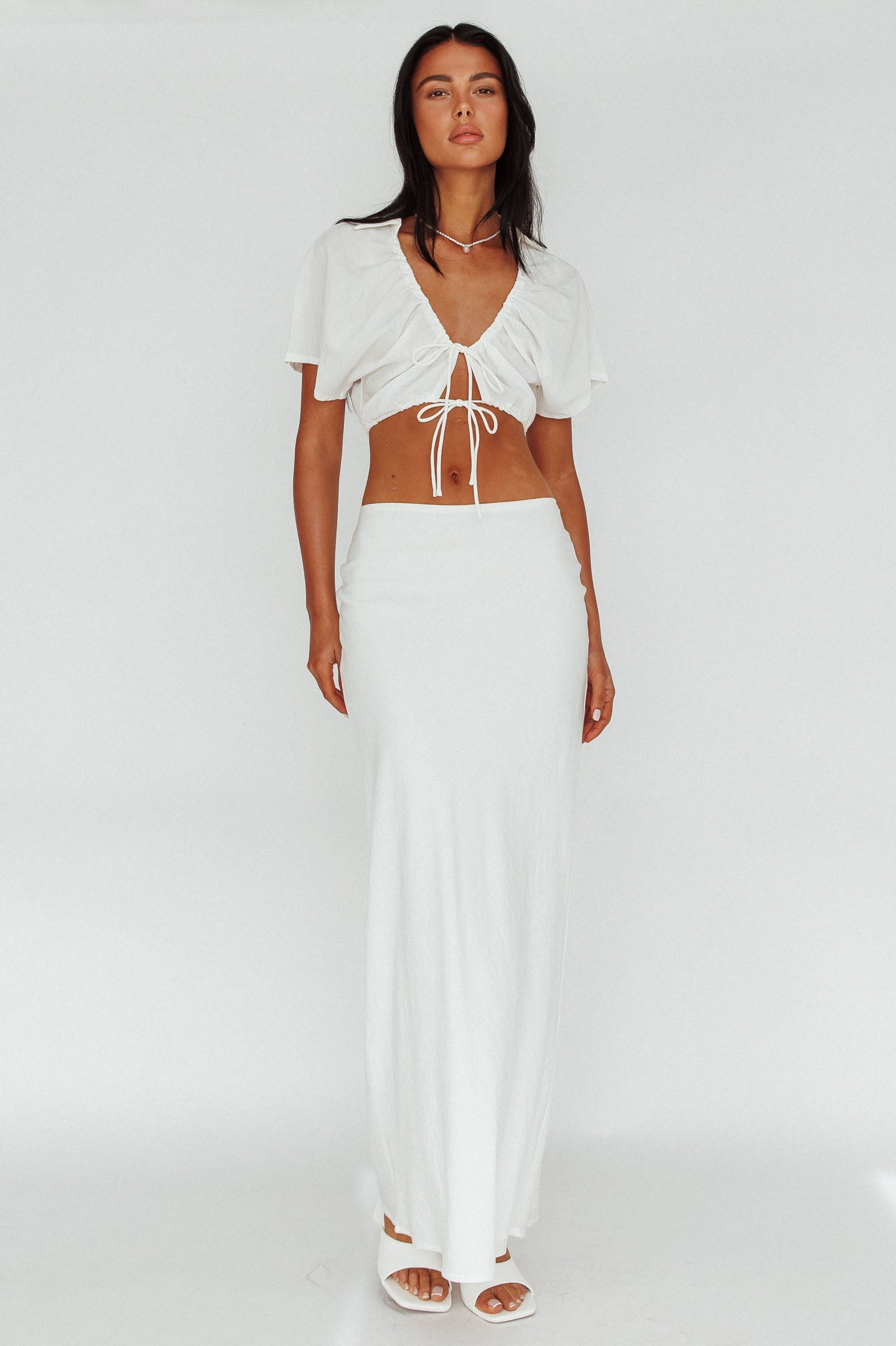 Coast To Coast Maxi Skirt White by Selfie Leslie
