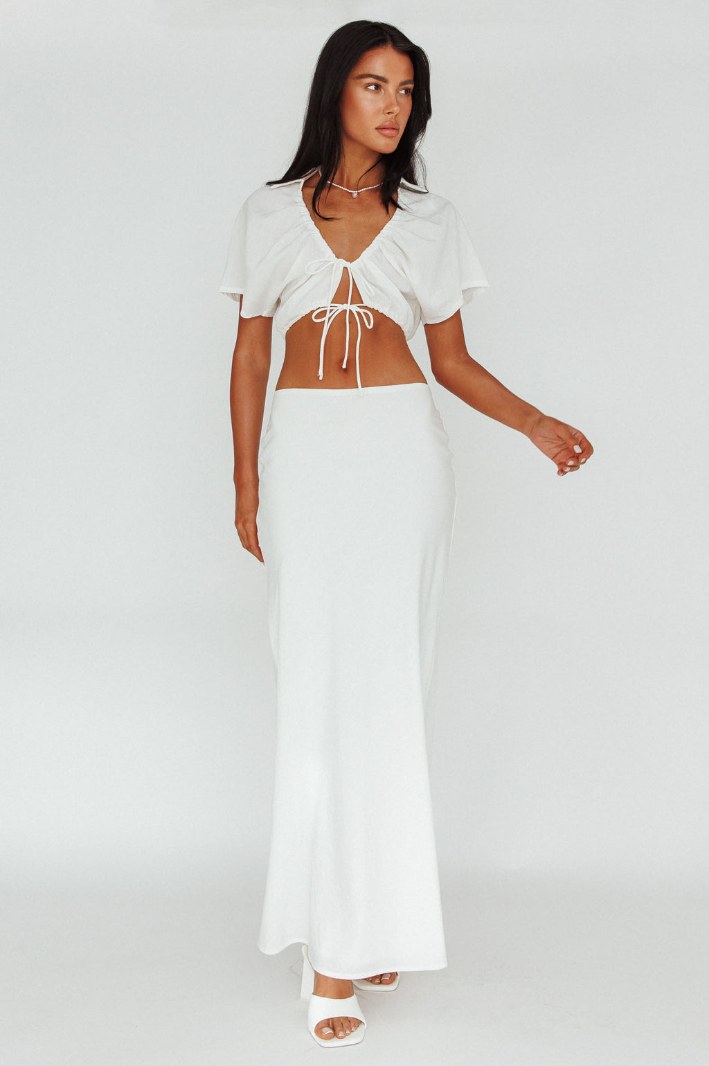 Coast To Coast Maxi Skirt White by Selfie Leslie