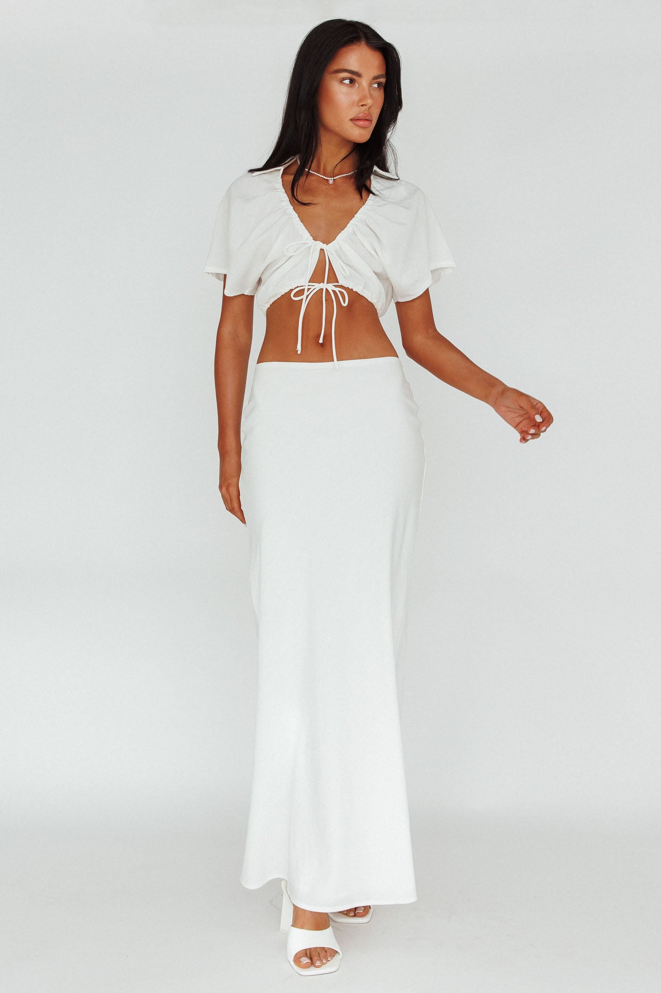 Coast To Coast Maxi Skirt White by Selfie Leslie