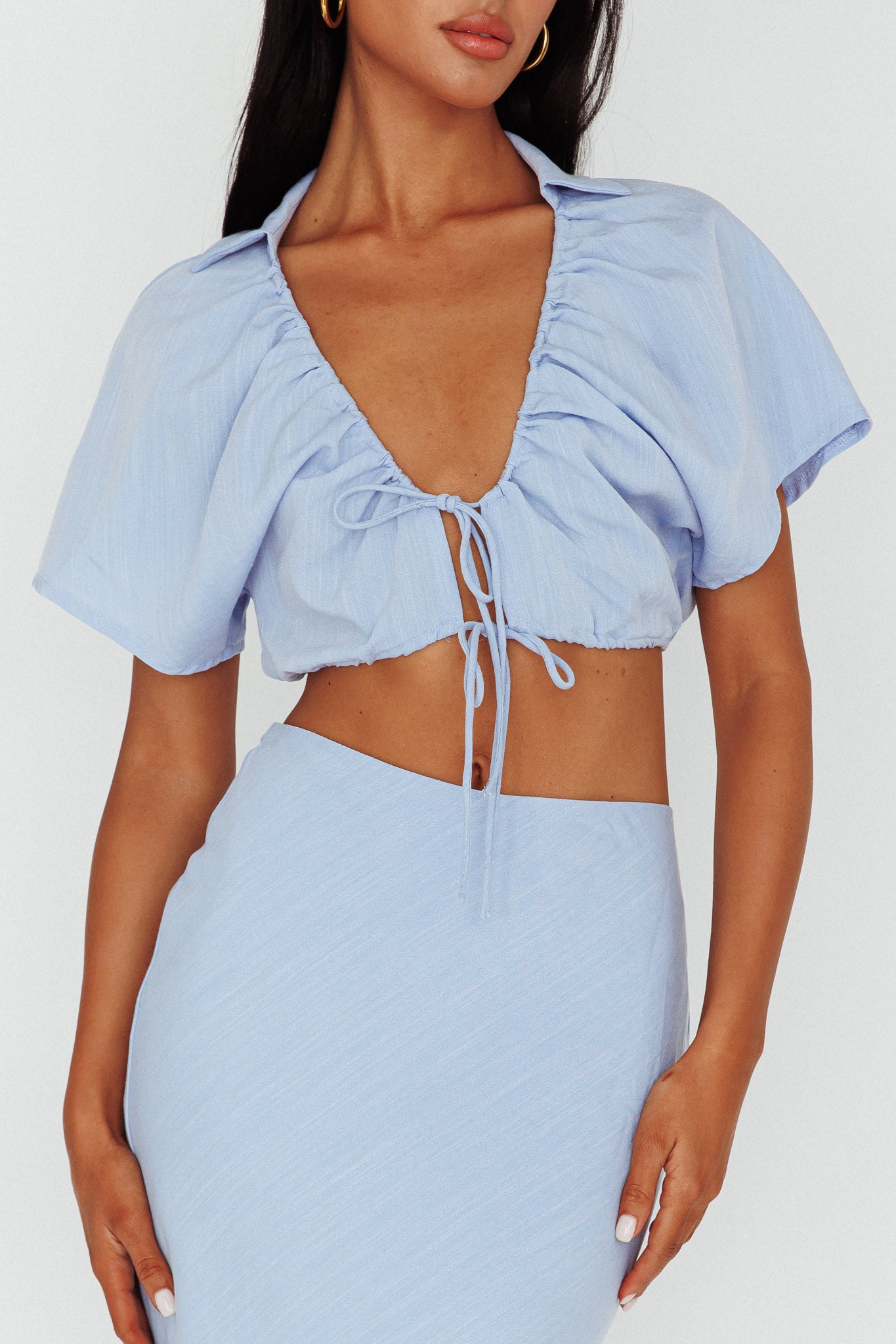Coast To Coast Tied Crop Top Blue by Selfie Leslie