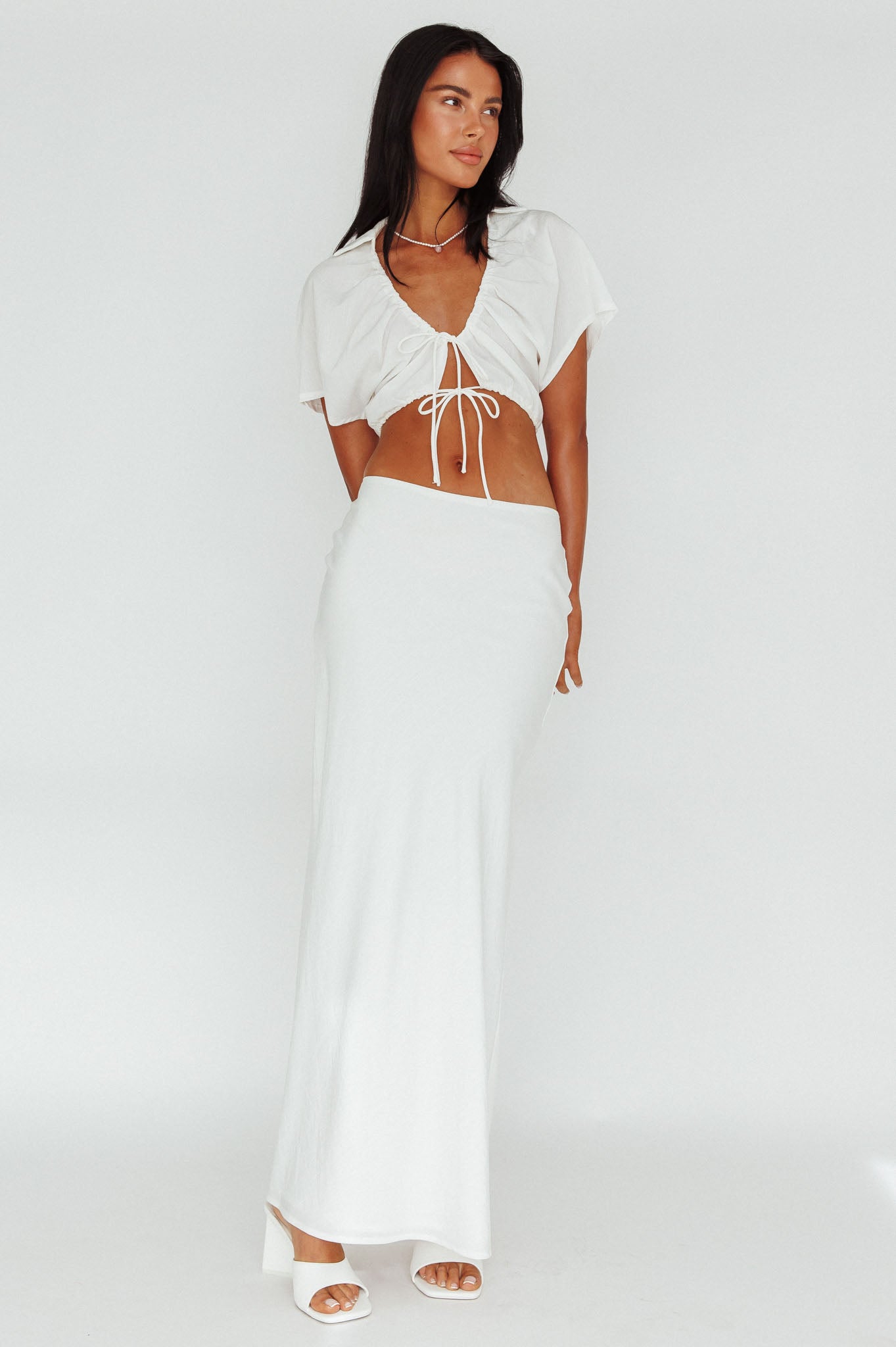 Coast To Coast Tied Crop Top White by Selfie Leslie