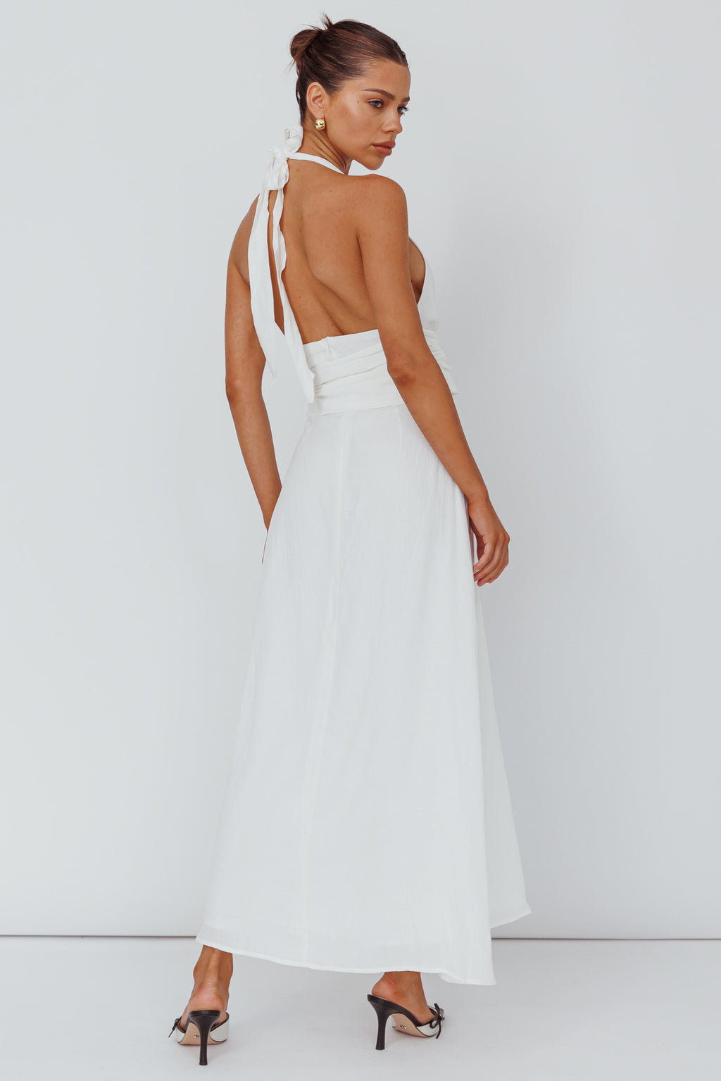 Spring Feels Halterneck Belt Maxi Dress White by Selfie Leslie