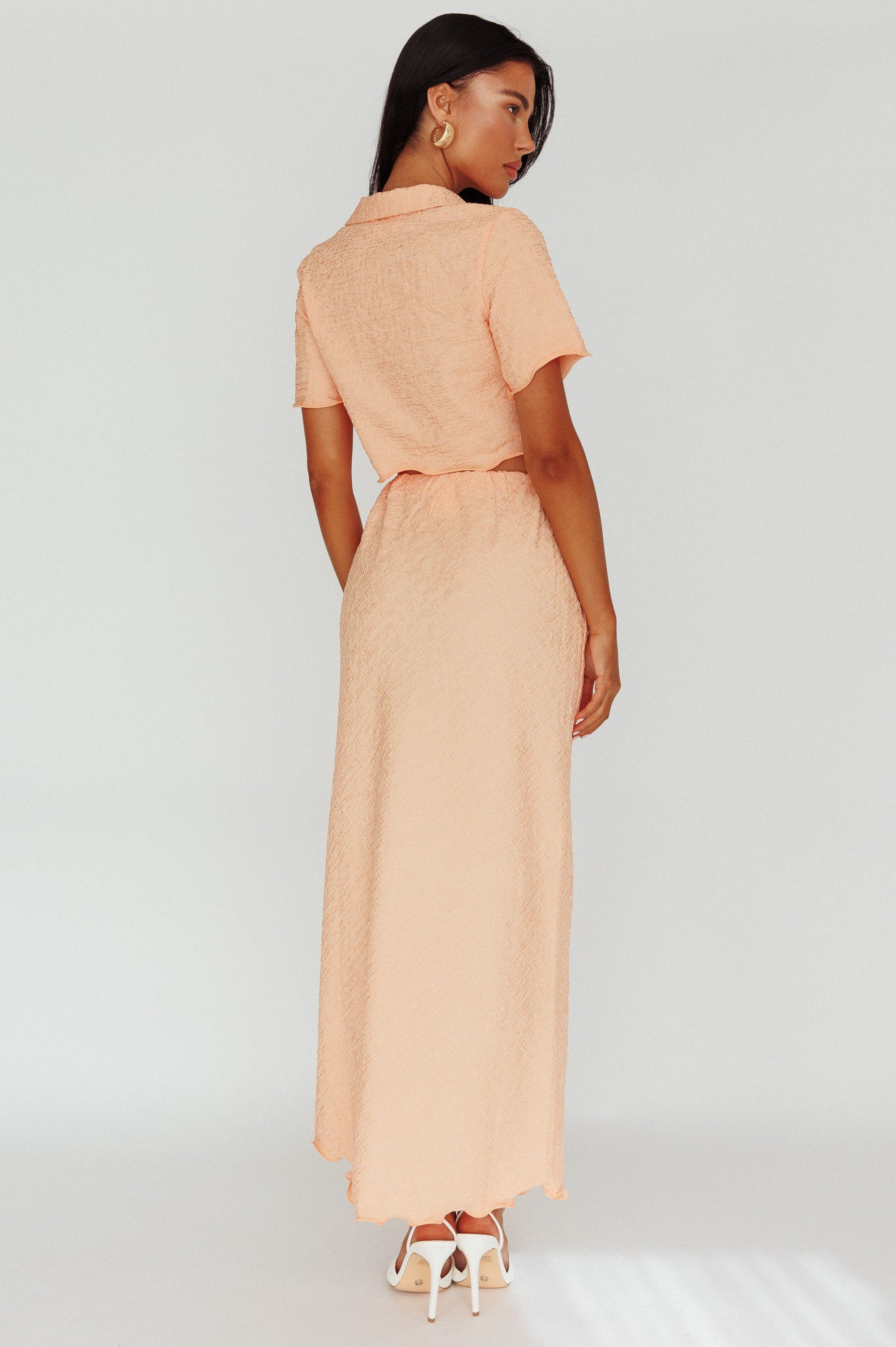 Roman Midi Skirt Textured Melon by Selfie Leslie