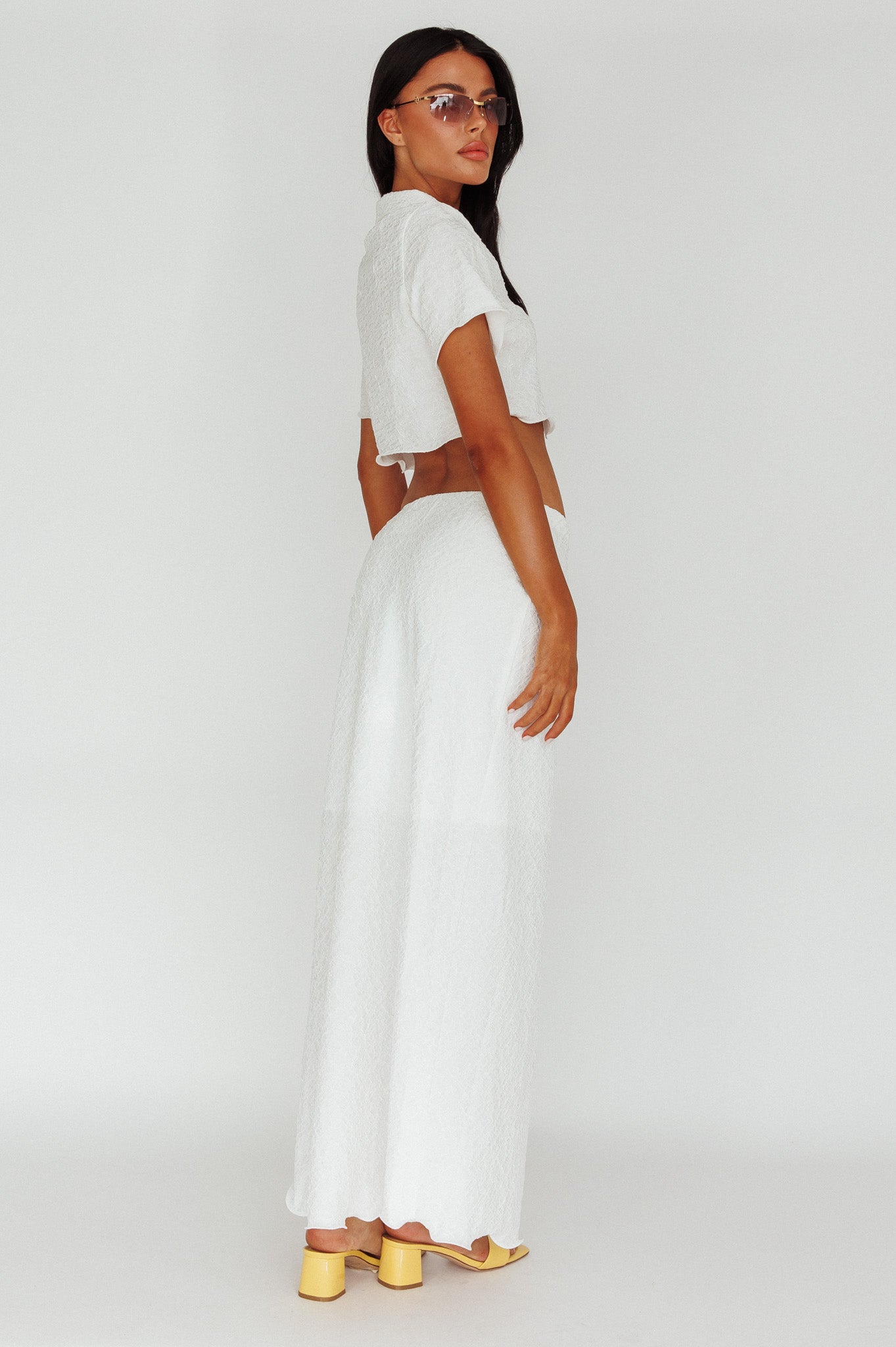 Roman Midi Skirt Textured White by Selfie Leslie