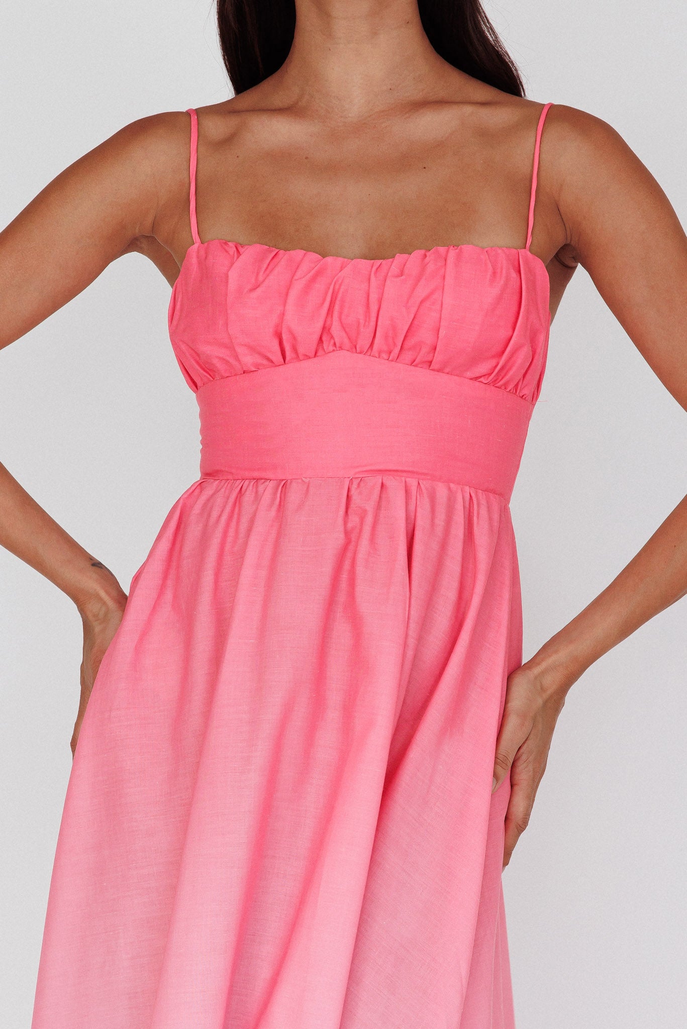 Clarabelle Gathered Bust Maxi Dress Gradient Pink by Selfie Leslie