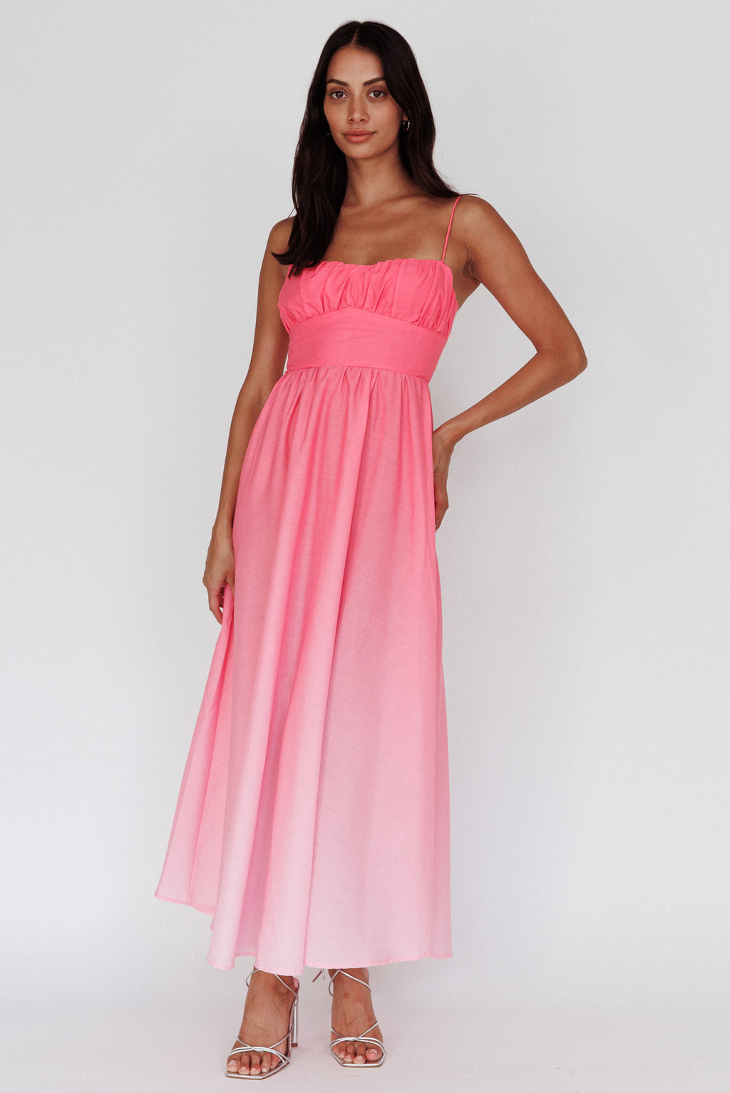 Clarabelle Gathered Bust Maxi Dress Gradient Pink by Selfie Leslie