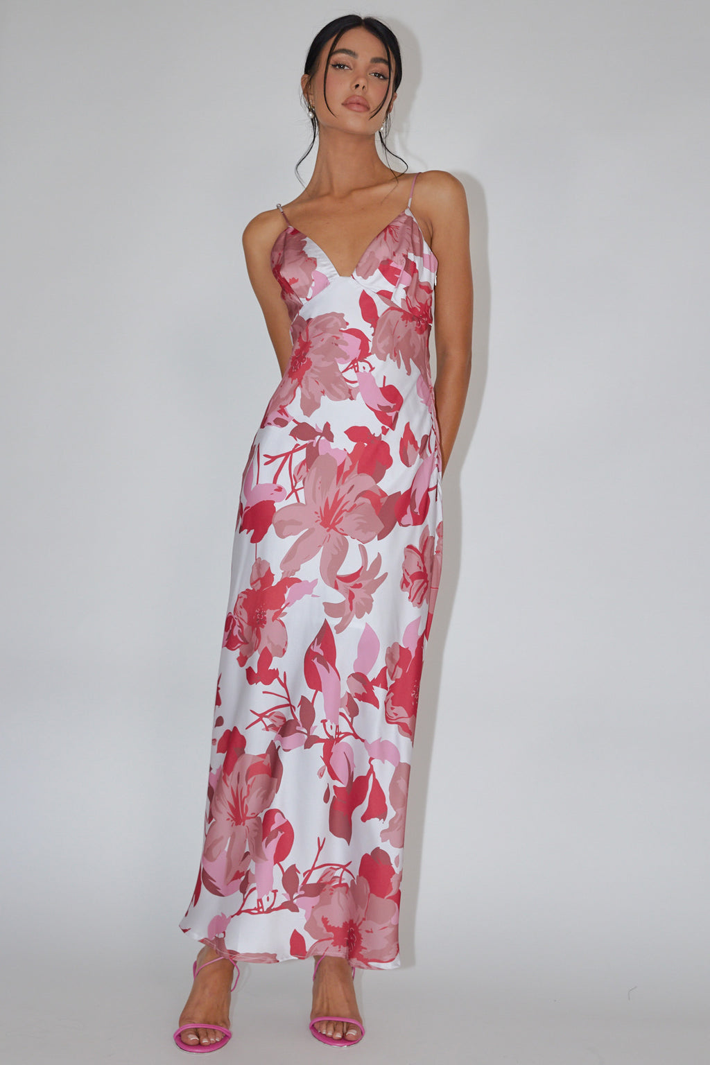 Egypt Cami Strap Maxi Dress Print Pink by Selfie Leslie