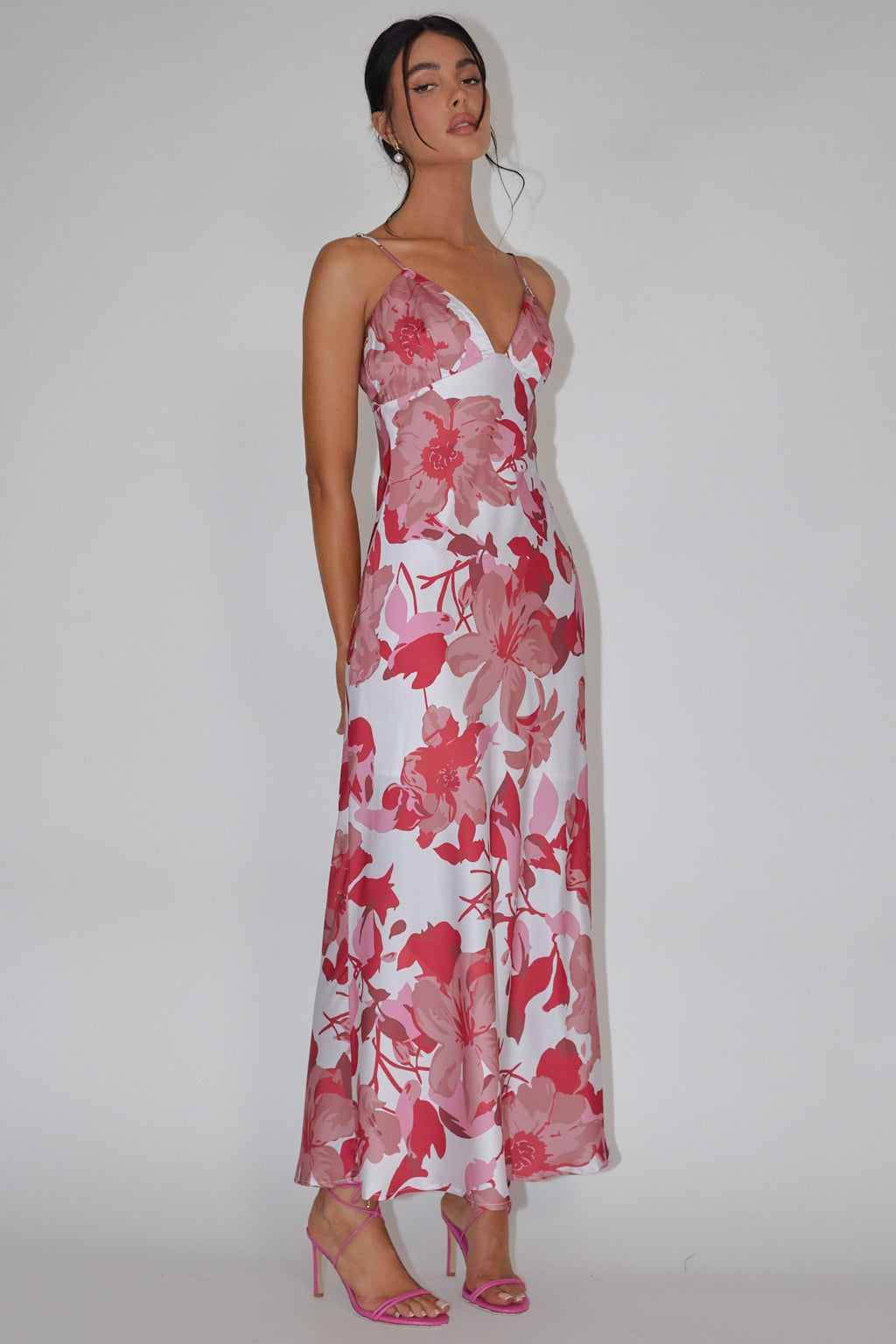 Egypt Cami Strap Maxi Dress Print Pink by Selfie Leslie