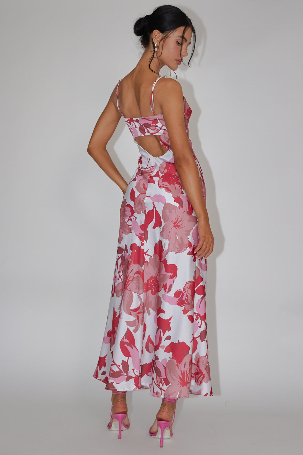 Egypt Cami Strap Maxi Dress Print Pink by Selfie Leslie