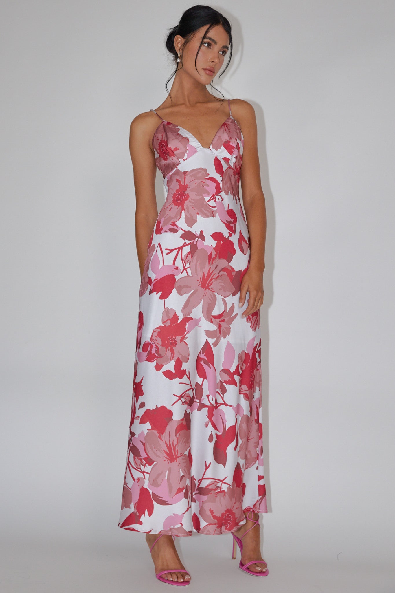 Egypt Cami Strap Maxi Dress Print Pink by Selfie Leslie