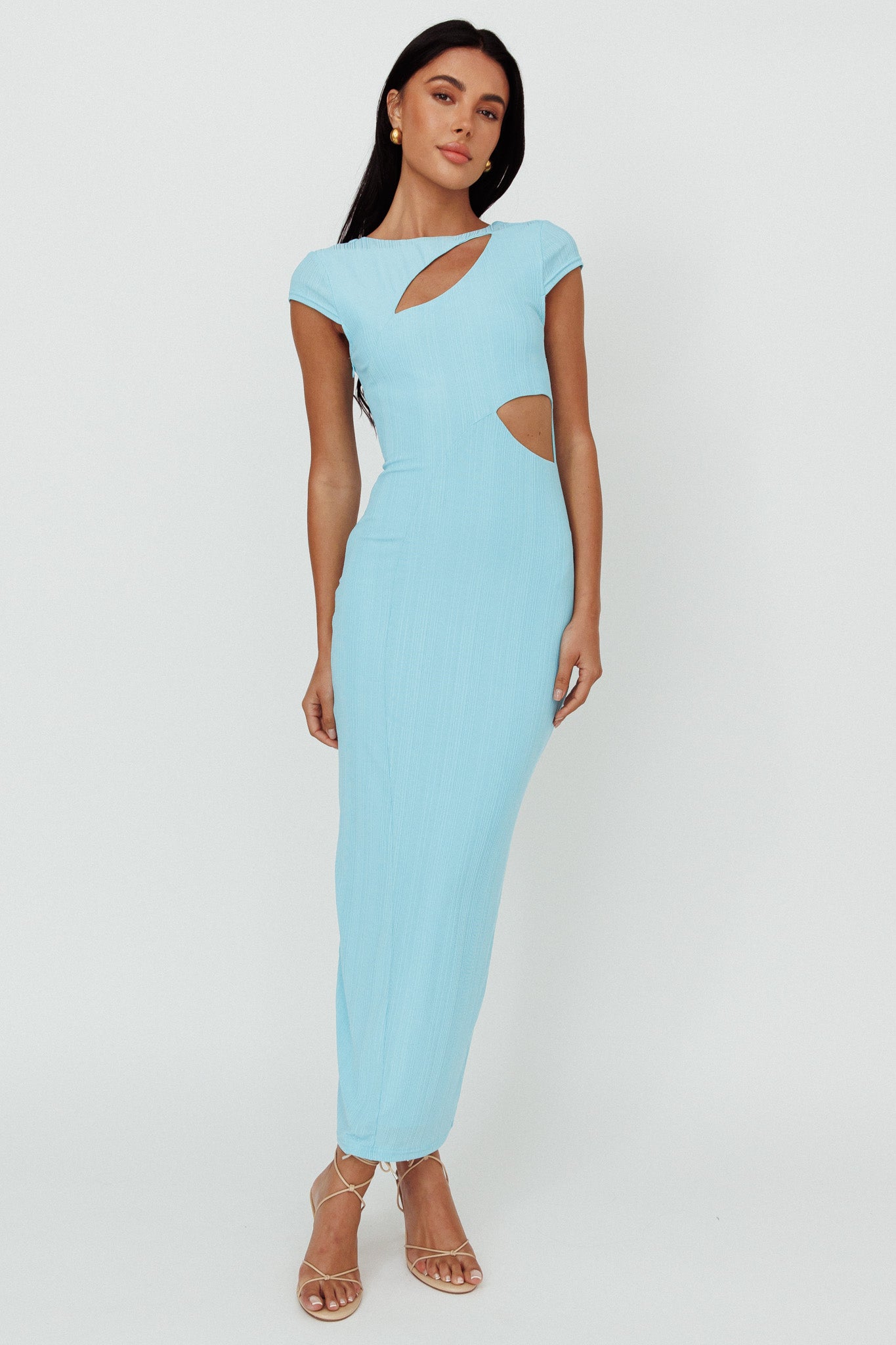 Elenice Cap Sleeve Cut-Out Midi Dress Blue by Selfie Leslie