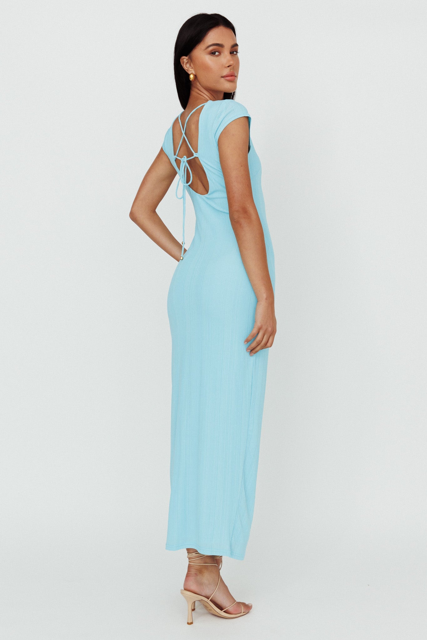 Elenice Cap Sleeve Cut-Out Midi Dress Blue by Selfie Leslie
