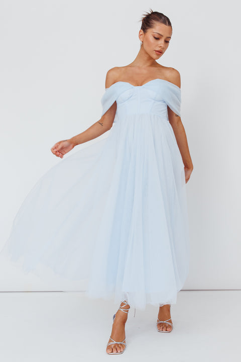 Dreamers & Lovers Off-Shoulder Maxi Dress Powder Blue | Selfie Leslie Dreamers & Lovers Off-Shoulder Maxi Dress Powder Blue | Selfie Leslie