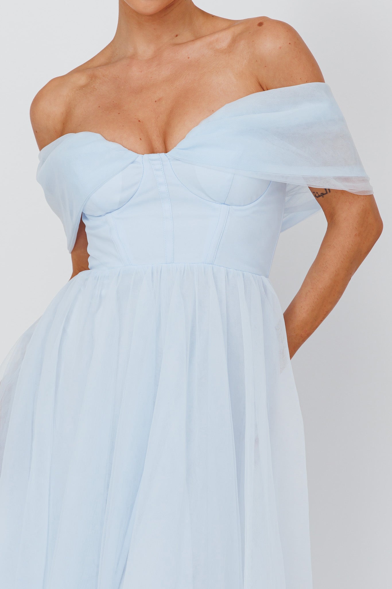 Dreamers & Lovers Off-Shoulder Maxi Dress Powder Blue by Selfie Leslie