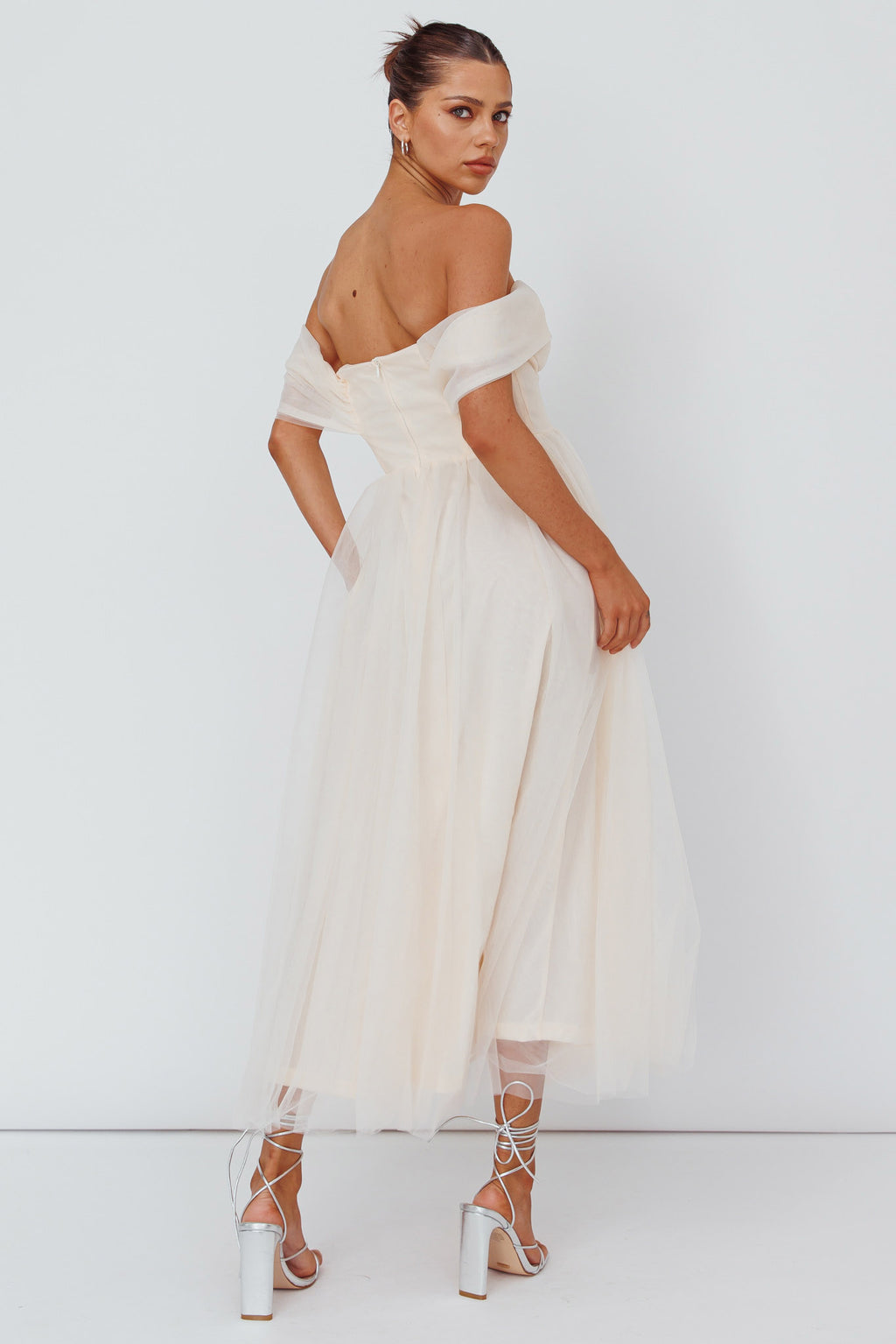 Dreamers & Lovers Off-Shoulder Maxi Dress Vanilla by Selfie Leslie