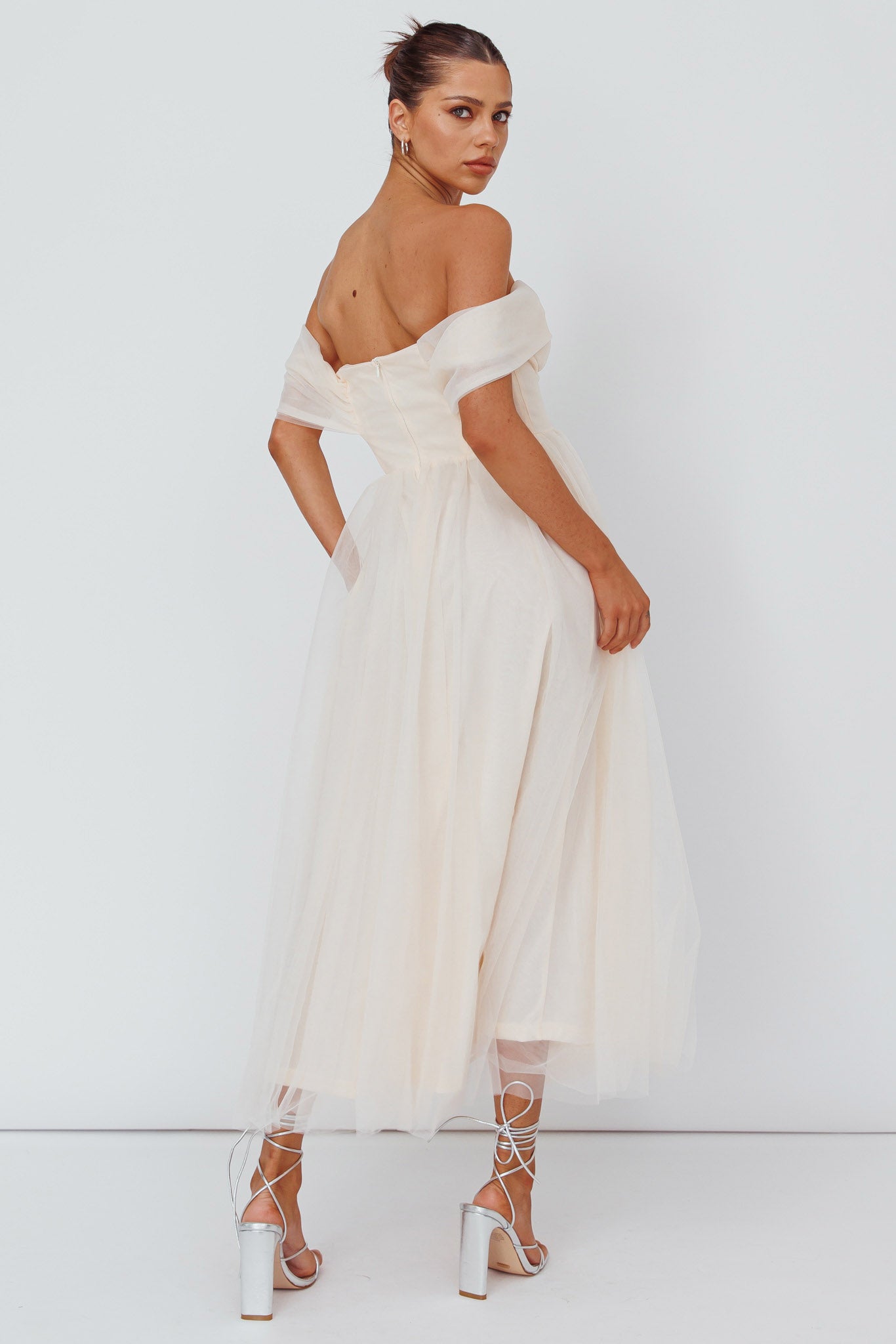 Dreamers & Lovers Off-Shoulder Maxi Dress Vanilla by Selfie Leslie