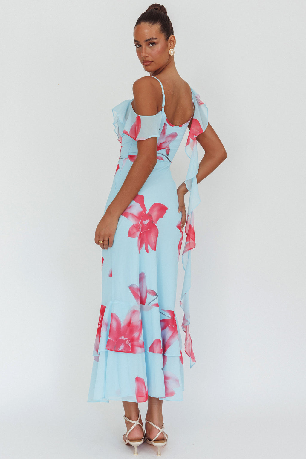 Sun Lover Ruffle Trim Maxi Dress Lily Blue by Selfie Leslie