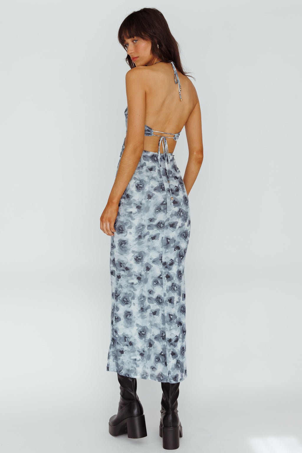 Alivia Tied Back Maxi Dress Floral Black - XL