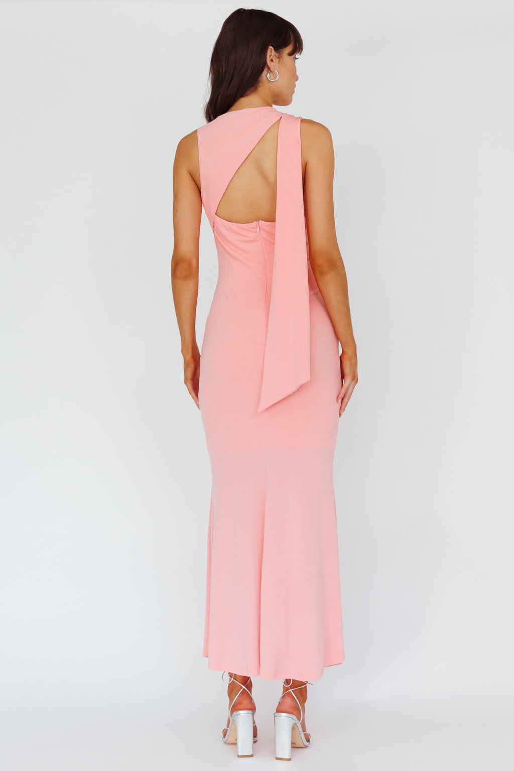 Karyl Shoulder Sash Midi Dress Apricot by Selfie Leslie
