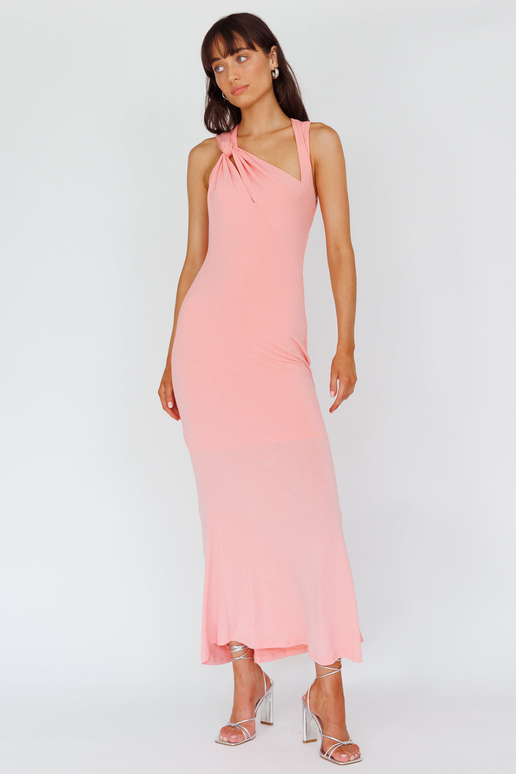 Karyl Shoulder Sash Midi Dress Apricot by Selfie Leslie