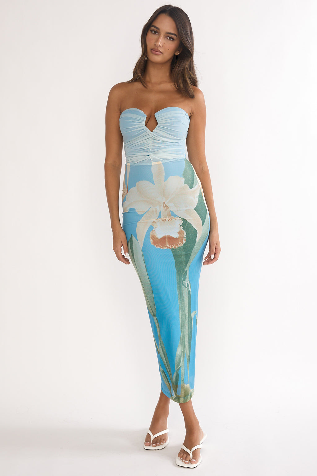 Lahita Strapless Midi Dress Orchid Blue