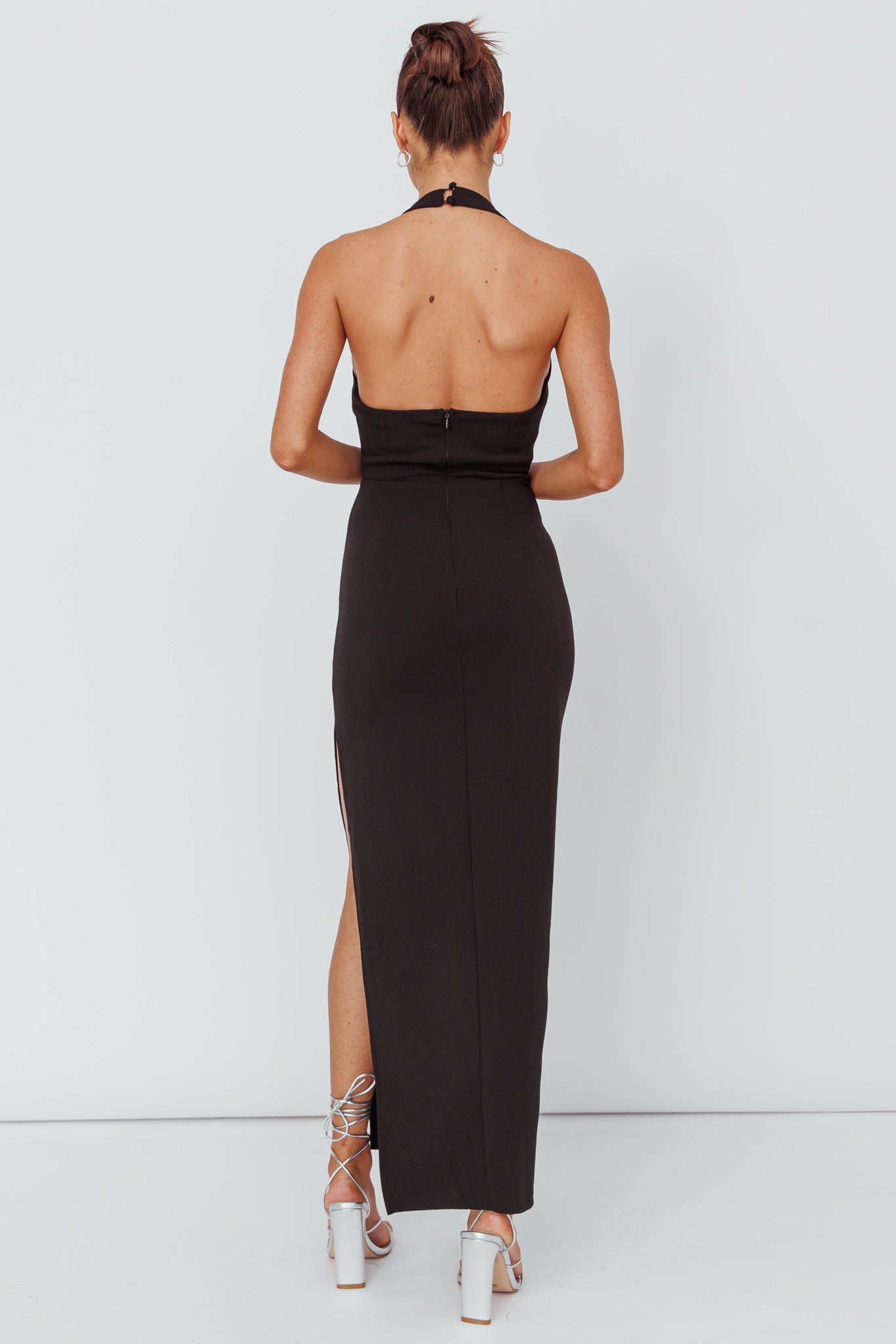 Leading Role Diamante Strap Halter Dress Black by Selfie Leslie