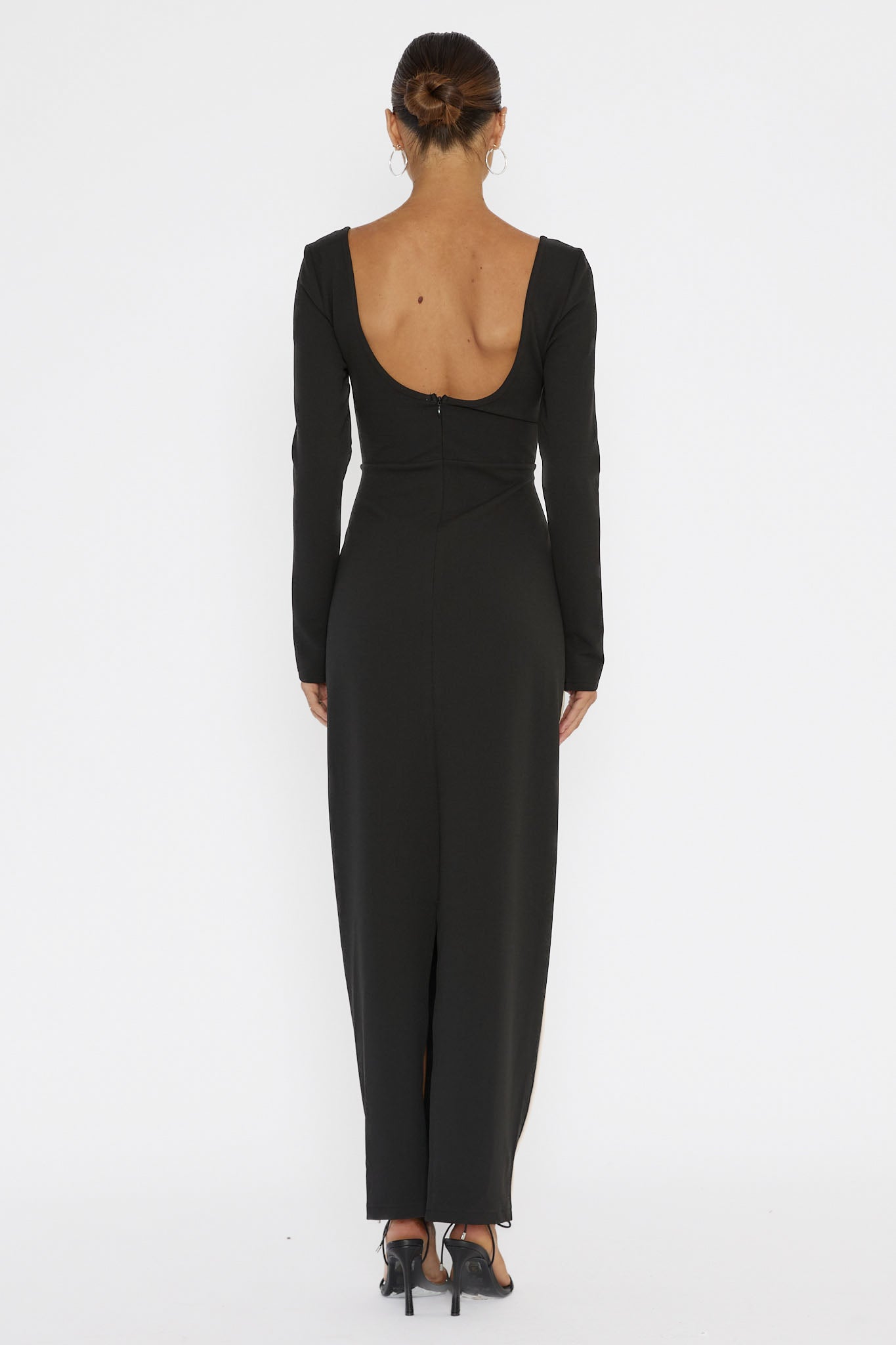 Shenae Long Sleeve Piping Midi Dress Black by Selfie Leslie