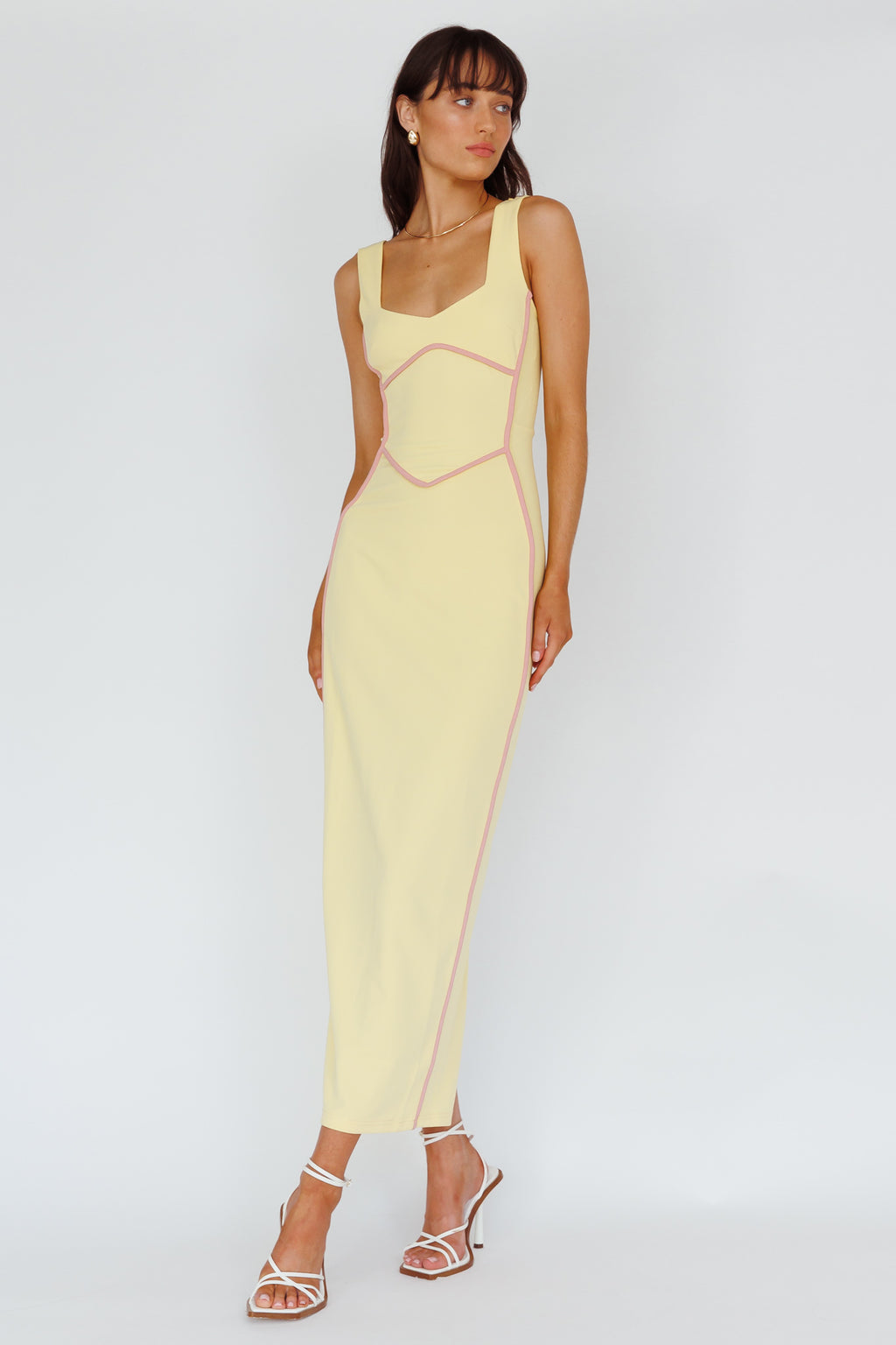 Shenae Piping Trim Maxi Dress Lemon by Selfie Leslie