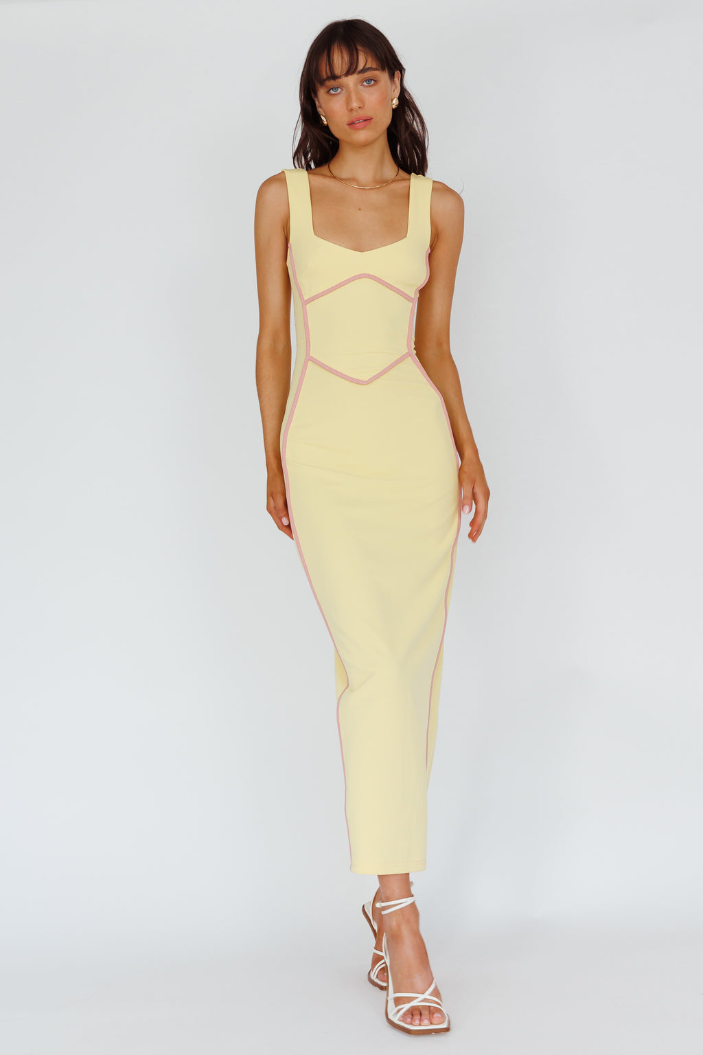 Shenae Piping Trim Maxi Dress Lemon by Selfie Leslie