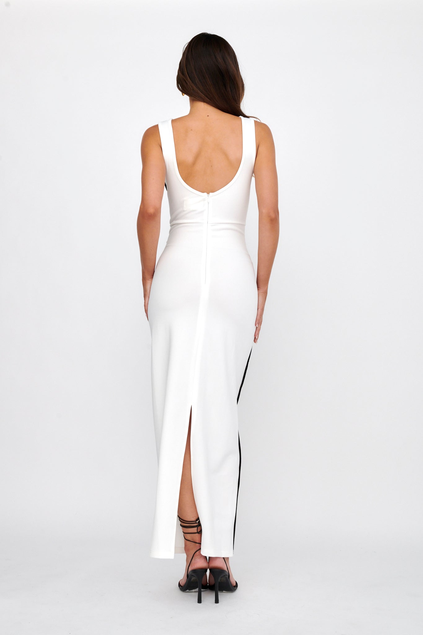 Shenae Piping Trim Maxi Dress White by Selfie Leslie