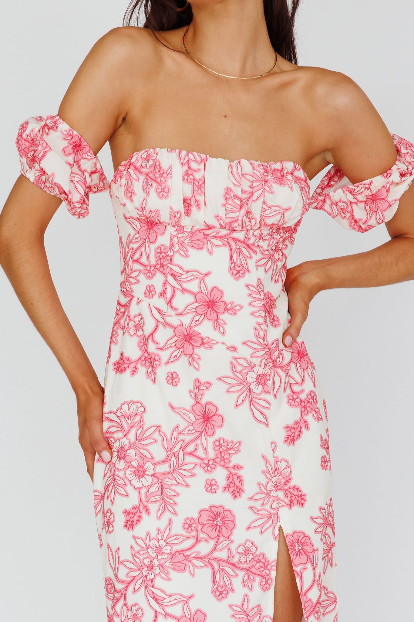 olivia Sleeveless Folds Midi Dress in pale pink main image 1