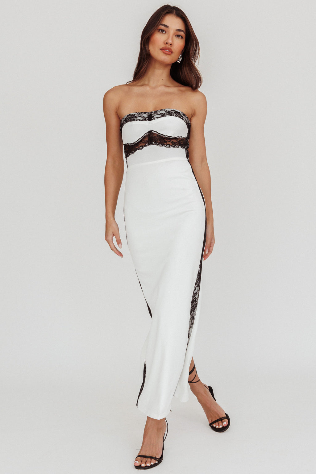 Tenika Strapless Bodycon Maxi Dress White by Selfie Leslie