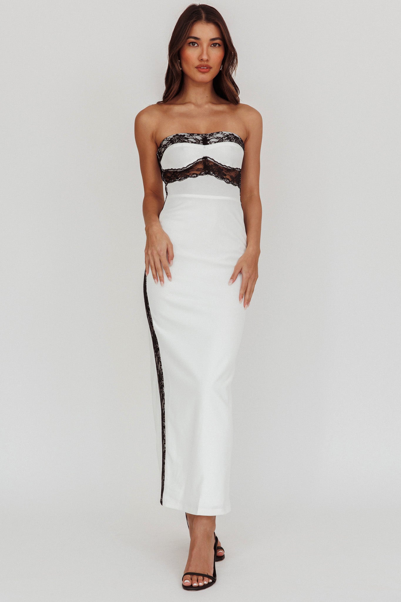 Tenika Strapless Bodycon Maxi Dress White by Selfie Leslie