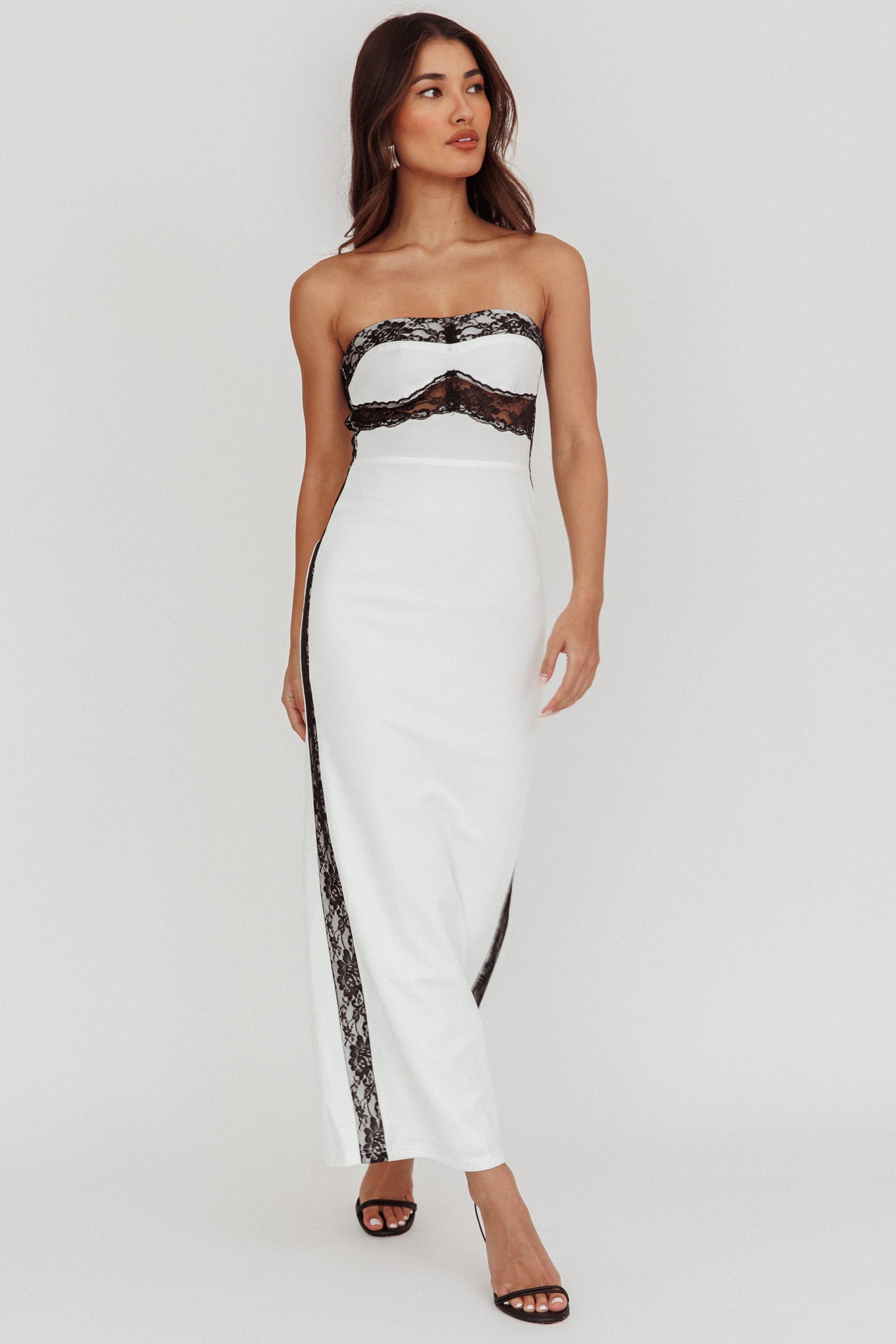 Tenika Strapless Bodycon Maxi Dress White by Selfie Leslie
