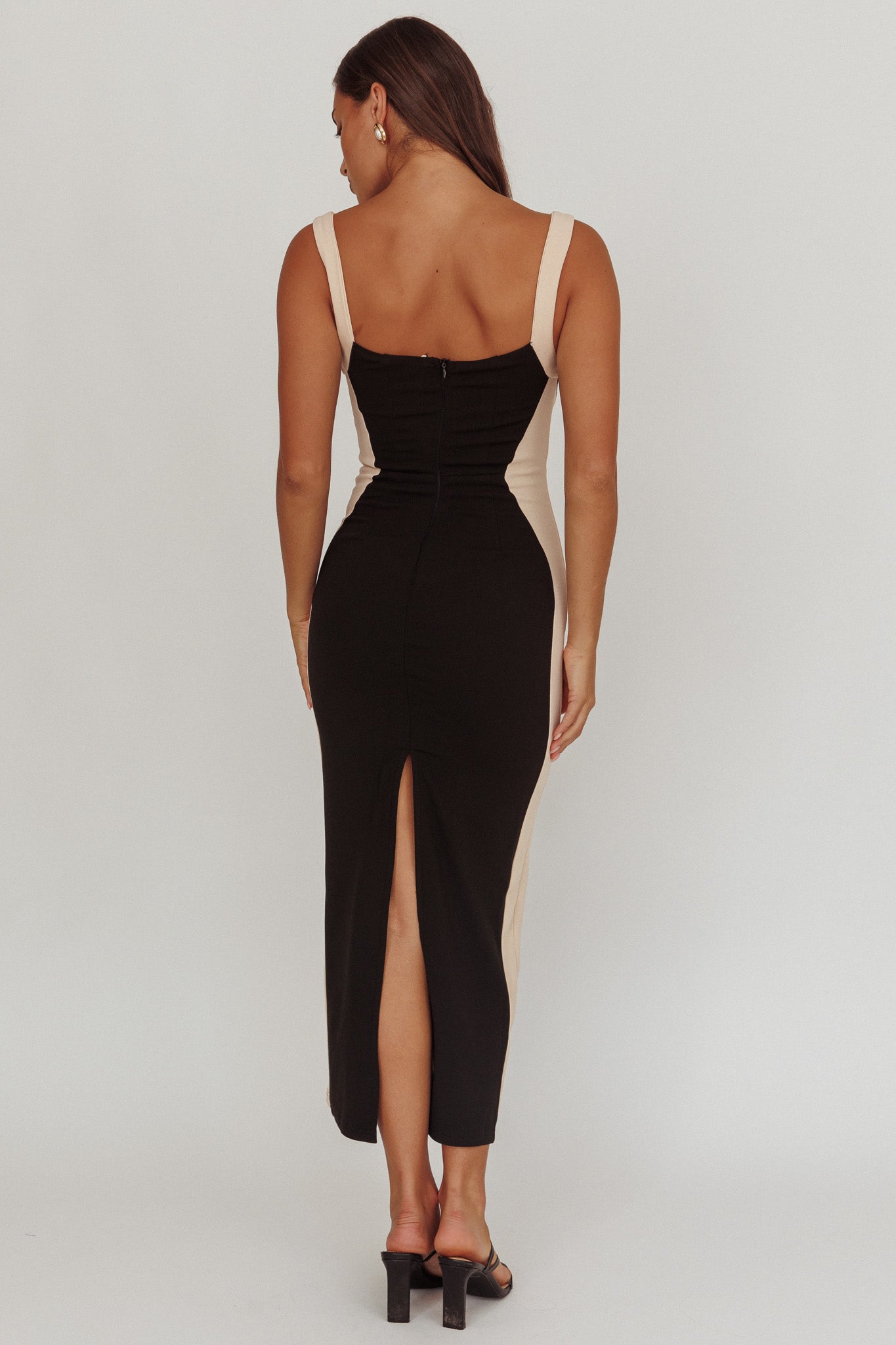 Tenika Contrast Bodycon Midi Dress Black by Selfie Leslie
